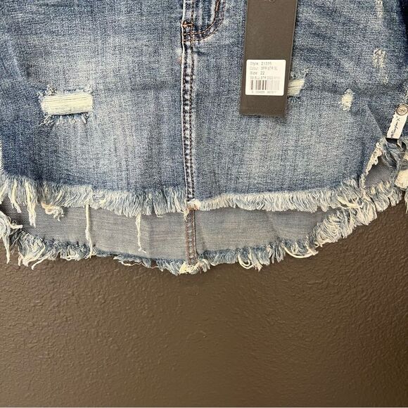 One Teaspoon 2020 Mini High Waist Denim Skirt in Superstar Blue size 22 - Picture 6 of 13